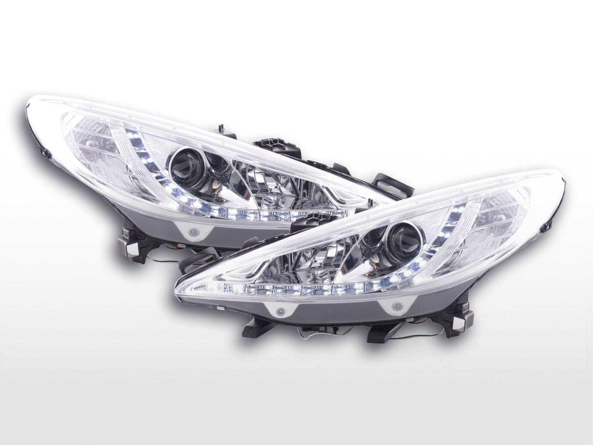 Headlight Set Daylight LED daytime running light Peugeot 207 06- chrome for right-hand drive