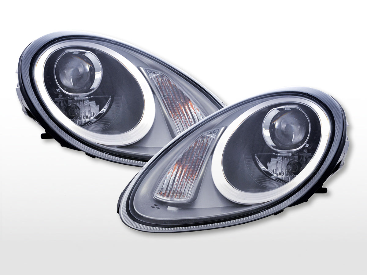 Headlight Set Xenon Daylight LED DRL-Optics Porsche Boxster (987) 04-08 silver
