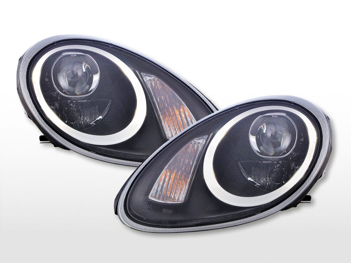 Headlight set Xenon Daylight LED DRL look Porsche Boxster (987) 04-08 black