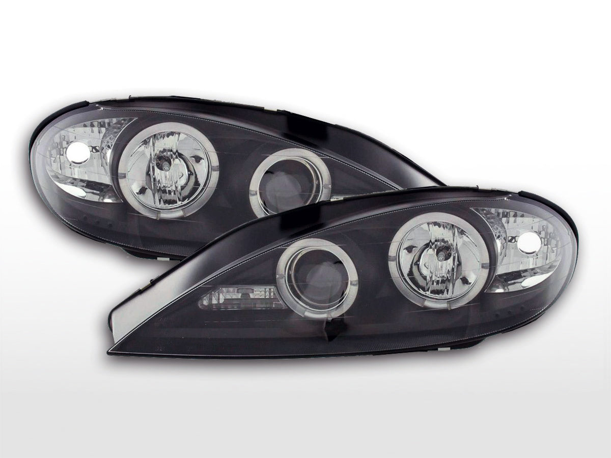 Headlight set Renault Megane 1 3/5-door 99-02 black for right-hand drive