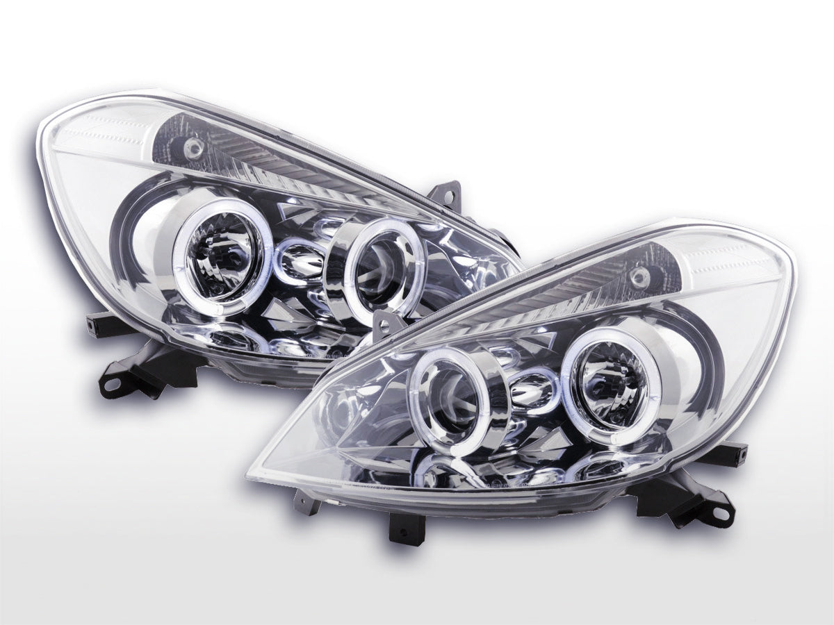 Headlight set Renault Clio Type R 05- chrome for right-hand drive