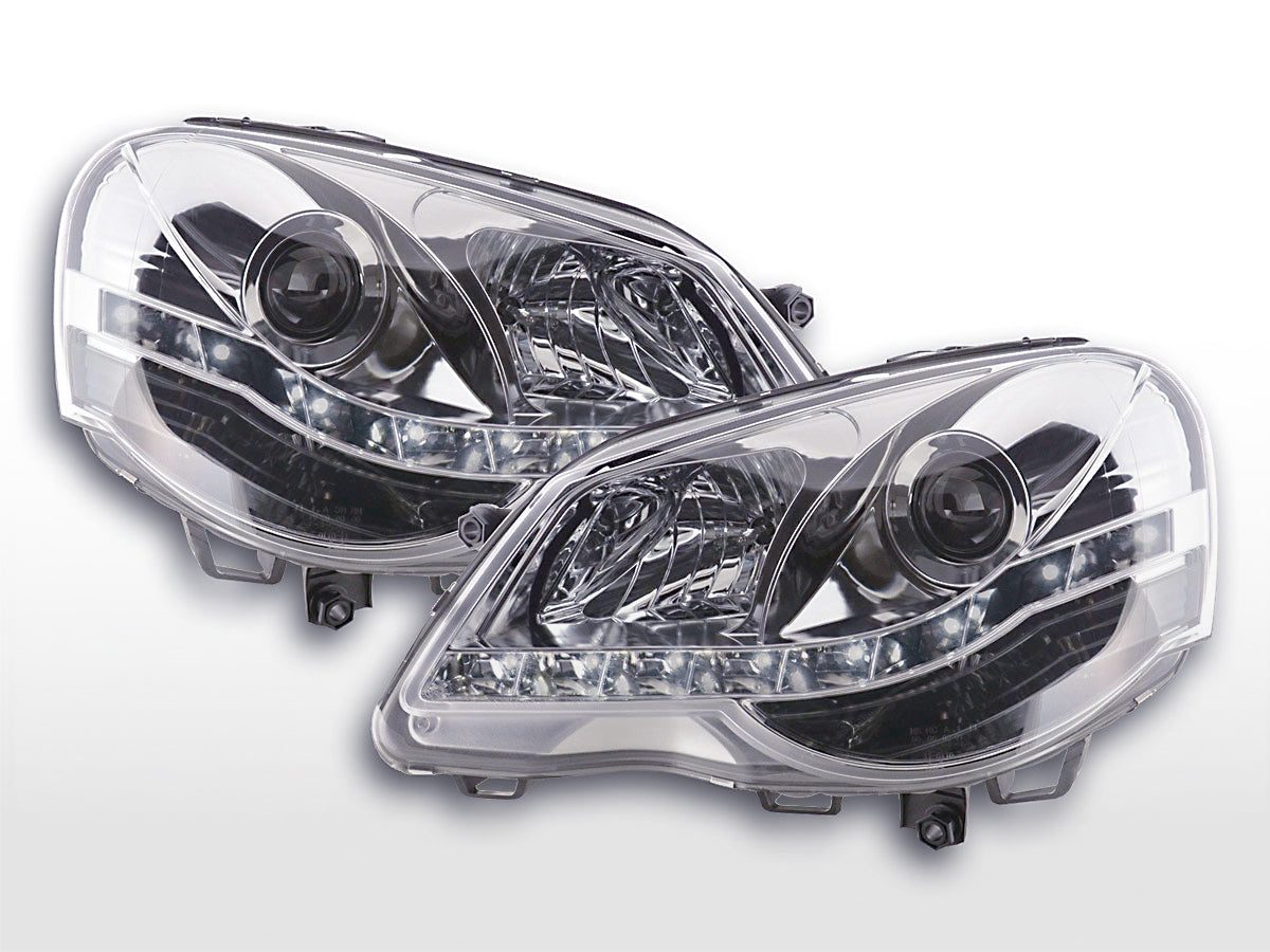 Headlight set Daylight LED DRL look VW Scirocco 3 Type 13 08- chrome