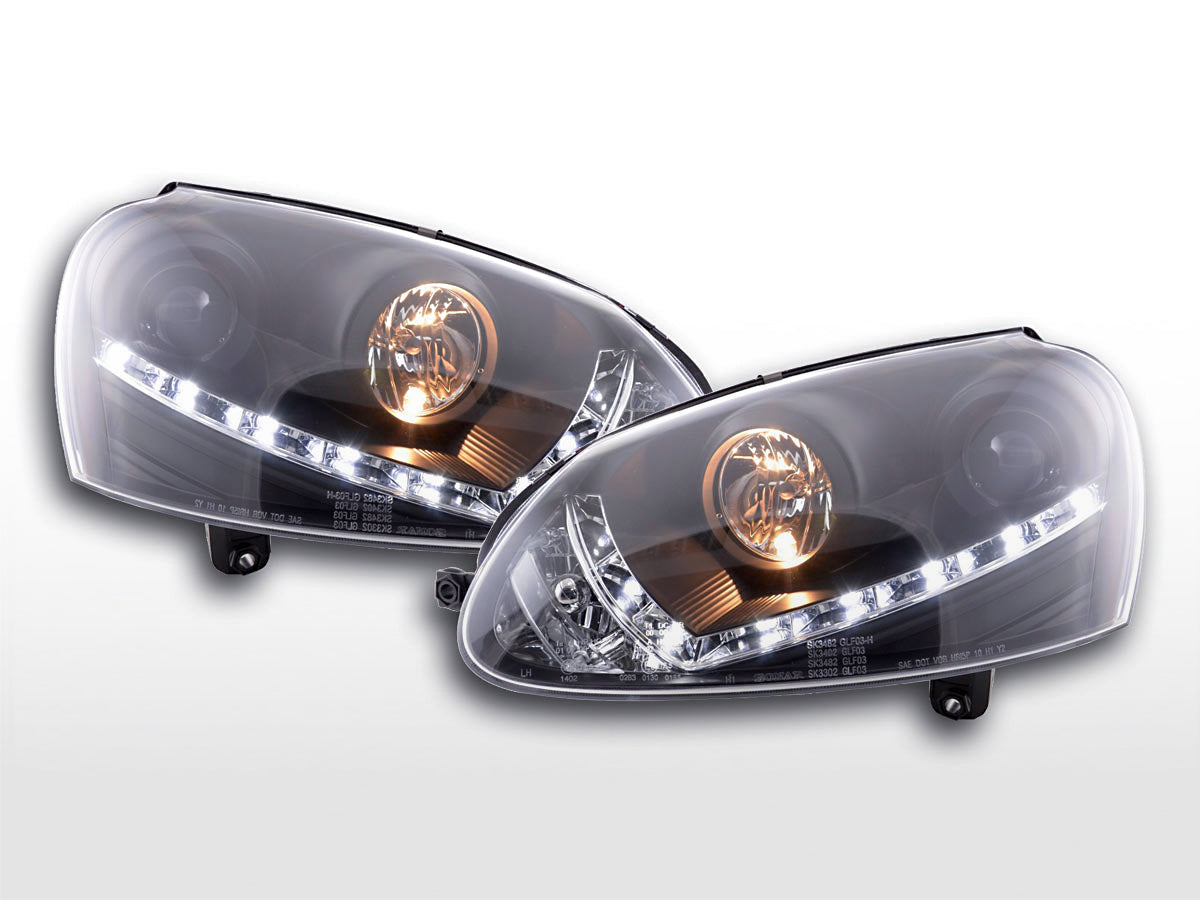 Scheinwerfer Set Daylight LED Tagfahrlicht VW Golf 5 Typ 1K  03-08 schwarz für Rechtslenker
