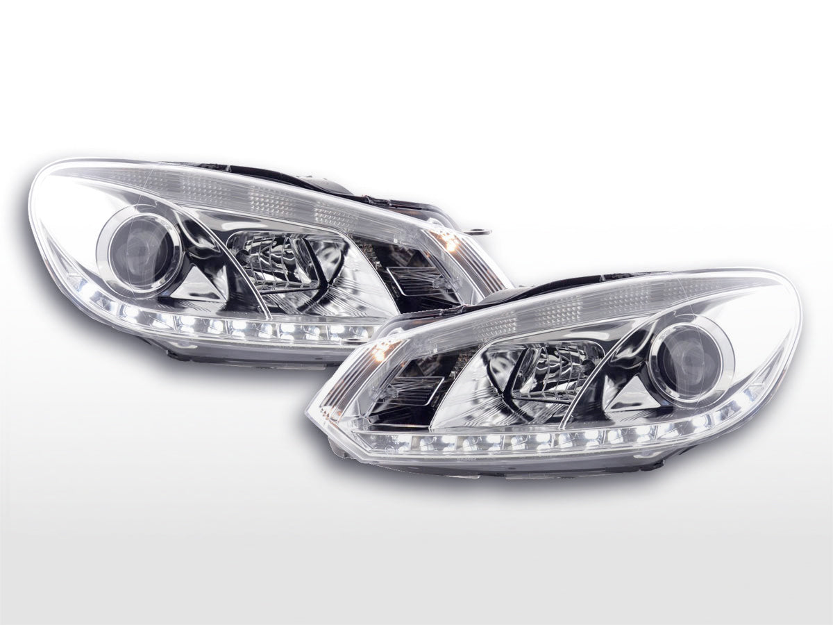 Scheinwerfer Set Daylight LED Tagfahrlicht VW Golf 6 Typ 1K  08- chrom für Rechtslenker