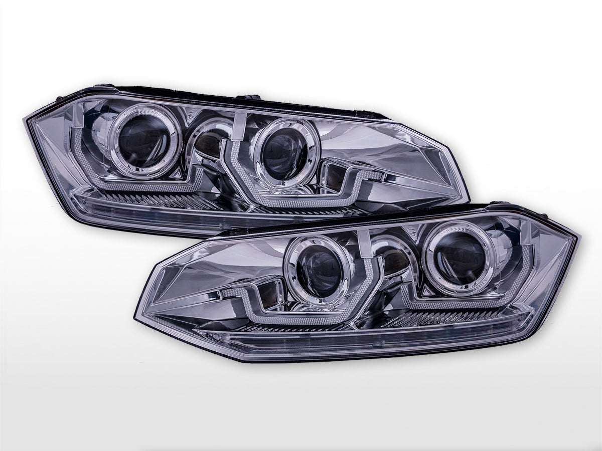 Headlight set VW Polo VI type AW year 17-21 chrome for right-hand drive