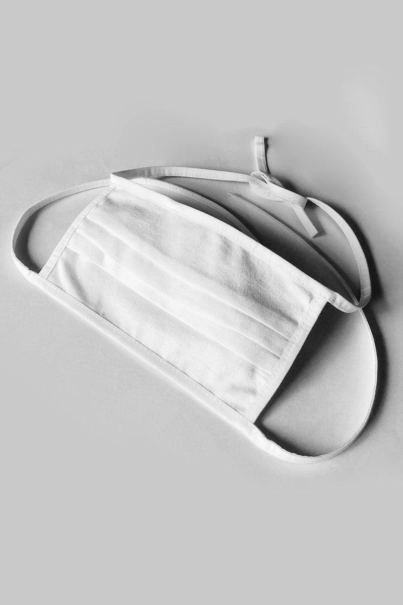 Cotton mask 2-ply to tie and with filter pocket white - STANDARD 100 by OEKO-TEX