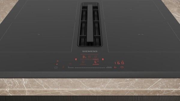 Siemens ED631HQ26E Series iQ500 induction hob with extractor hood, 60cm, black