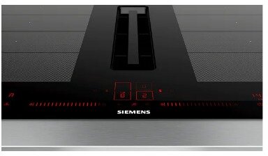 Siemens EX875LX57E Series IQ700 induction hob with integrated extractor hood, 80cm, glass ceramic, black 