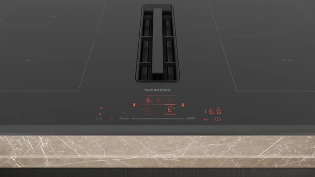 Siemens EX851HJ26E induction hob with extractor hood, 80 cm, black