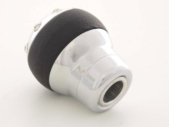 Gear knob aluminum with crystals and leather trim
