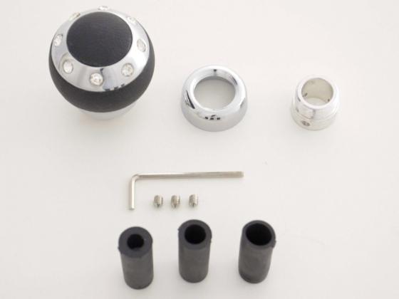 Gear knob aluminum with crystals and leather trim