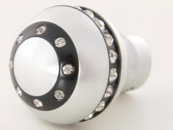 Gear knob aluminum with crystals, chrome surface