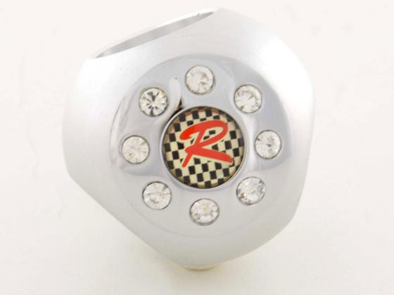 Gear knob aluminum with crystals, chrome surface