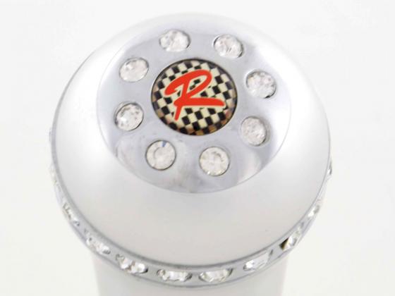 Gear knob aluminum with crystals, chrome surface