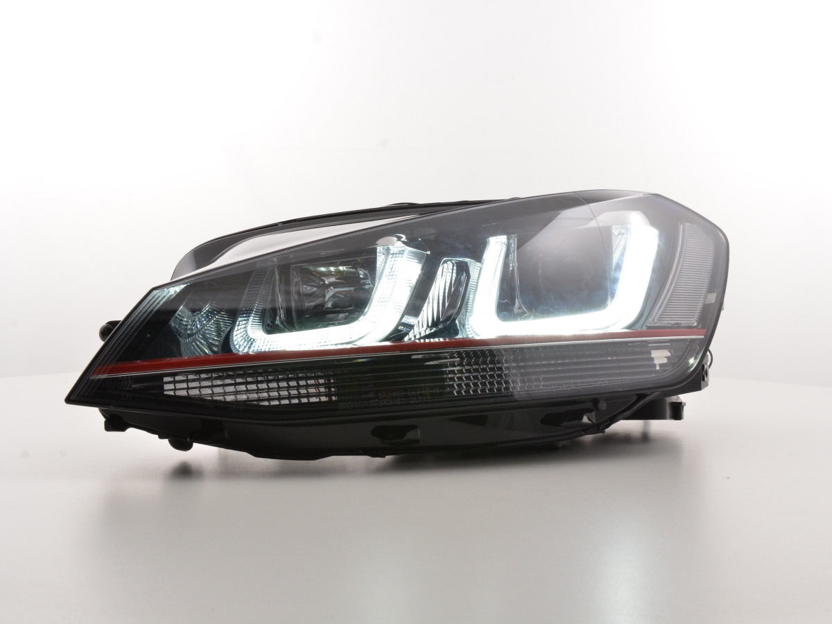 Scheinwerfer Set Daylight LED Tagfahrlicht VW Golf 7  ab 2012 schwarz/rot