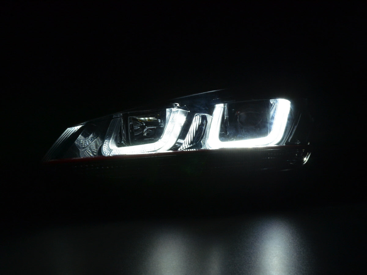 Scheinwerfer Set Daylight LED Tagfahrlicht VW Golf 7  ab 2012 schwarz/rot