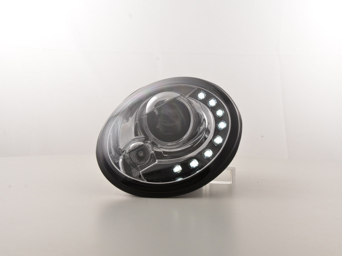 Headlight set Daylight LED DRL look VW New Beetle 9C 98-05 chrome