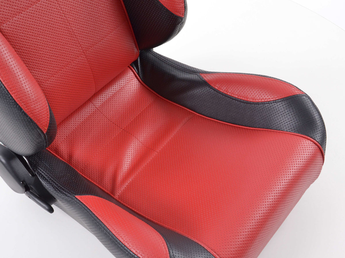 FK sports seats car half bucket seats set SCE-Sportive 2 artificial leather red/black