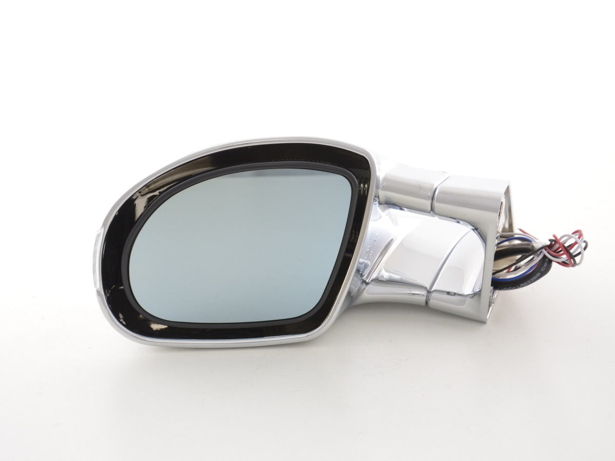 Außenspiegel Sportspiegel Set N-Look 3-polig verstellbar mit großem Blinker chrom Linkslenker